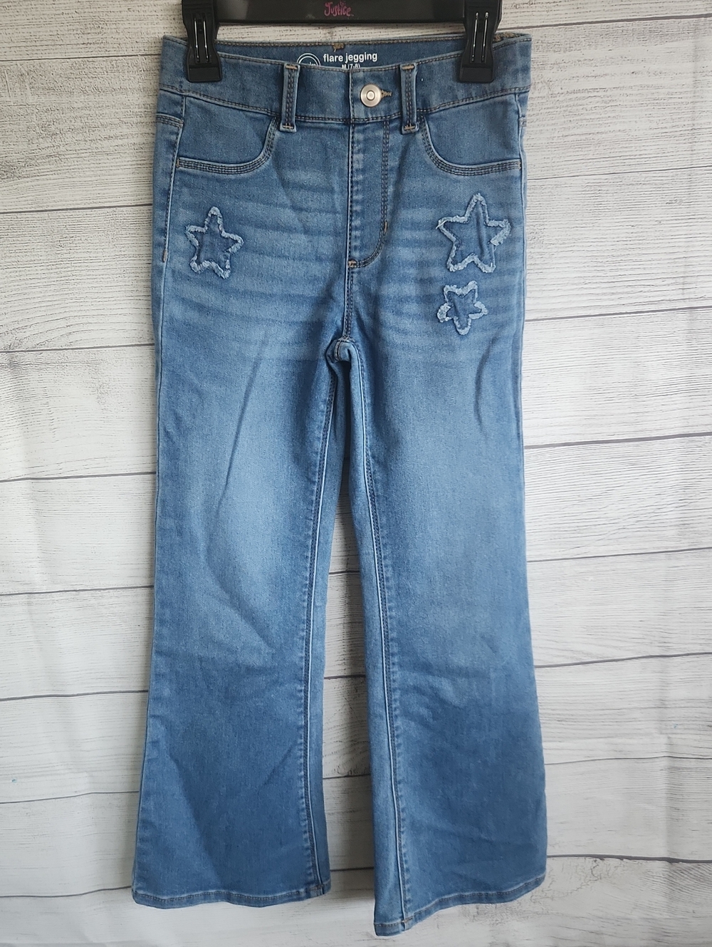 wonder nation Light Blue Star Embroidered Flare Jeans